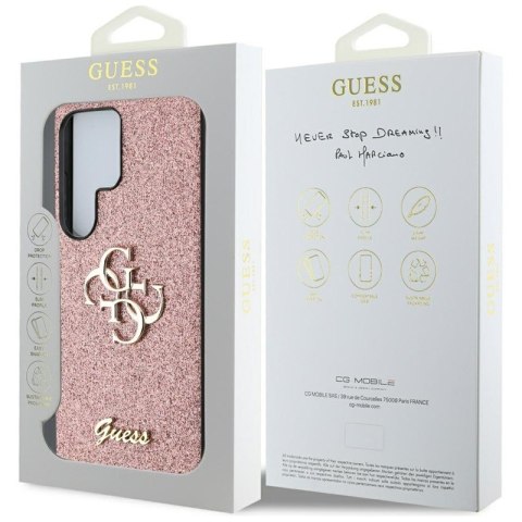 Guess Fixed Glitter Big 4G Metal Logo - Etui do Samsung Galaxy S25 Ultra (różowy)