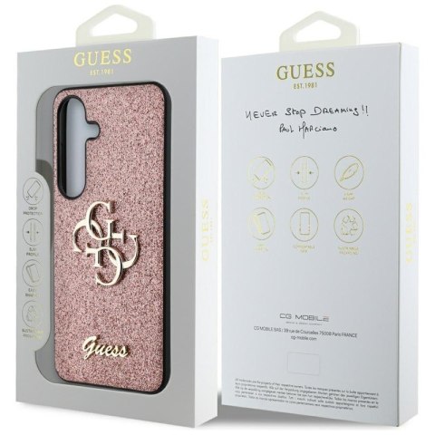 Guess Fixed Glitter Big 4G Metal Logo - Etui do Samsung Galaxy S25 (różowy)