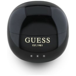 Guess Glossy Effect Egg Shape Printed Classic Logo - Słuchawki Bluetooth TWS + etui ładujące (czarny)