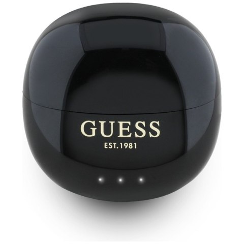 Guess Glossy Effect Egg Shape Printed Classic Logo - Słuchawki Bluetooth TWS + etui ładujące (czarny)