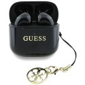 Guess Glossy Effect Printed Classic Logo & Charm - Słuchawki Bluetooth TWS + etui ładujące (czarny)