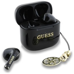 Guess Glossy Effect Printed Classic Logo & Charm - Słuchawki Bluetooth TWS + etui ładujące (czarny)