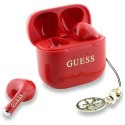 Guess Glossy Effect Printed Classic Logo & Charm - Słuchawki Bluetooth TWS + etui ładujące (czerwony)