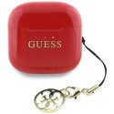 Guess Glossy Effect Printed Classic Logo & Charm - Słuchawki Bluetooth TWS + etui ładujące (czerwony)