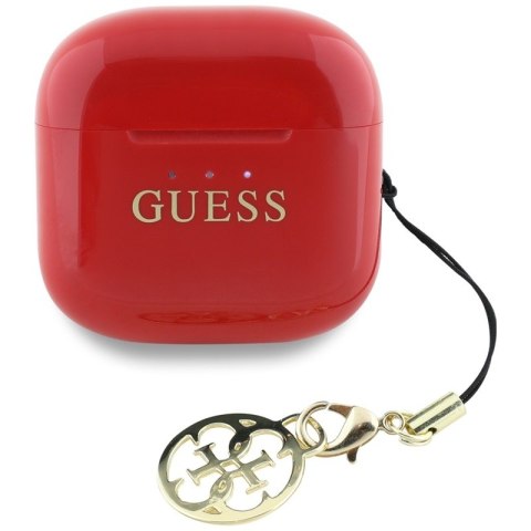 Guess Glossy Effect Printed Classic Logo & Charm - Słuchawki Bluetooth TWS + etui ładujące (czerwony)