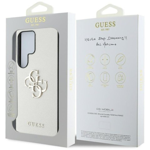 Guess Grained Big 4G Logo Small Classic Logo - Etui do Samsung Galaxy S25 Ultra (beżowy)