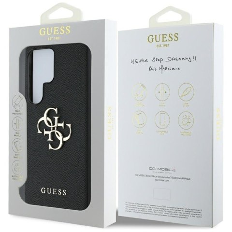 Guess Grained Big 4G Logo Small Classic Logo - Etui do Samsung Galaxy S25 Ultra (czarny)