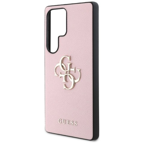 Guess Grained Big 4G Logo Small Classic Logo - Etui do Samsung Galaxy S25 Ultra (różowy)