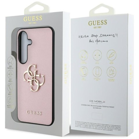 Guess Grained Big 4G Logo Small Classic Logo - Etui do Samsung Galaxy S25 (różowy)