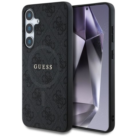 Guess Leather 4G Colored Ring Classic Logo MagSafe - Etui do Samsung Galaxy S25 (czarny)