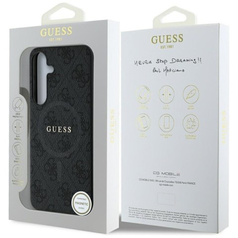 Guess Leather 4G Colored Ring Classic Logo MagSafe - Etui do Samsung Galaxy S25 (czarny)