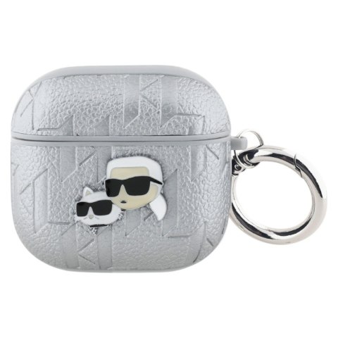 Karl Lagerfeld Monogram Karl & Choupette Head - Etui AirPods 4 (srebrny)