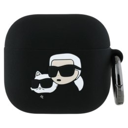 Karl Lagerfeld Silicone Karl & Choupette Head 3D - Etui AirPods 4 (czarny)