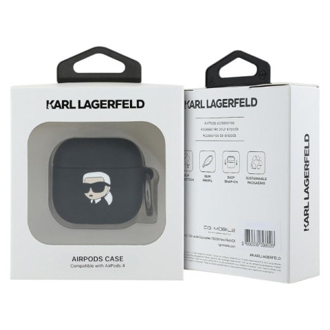 Karl Lagerfeld Silicone Karl Head 3D - Etui AirPods 4 (czarny)
