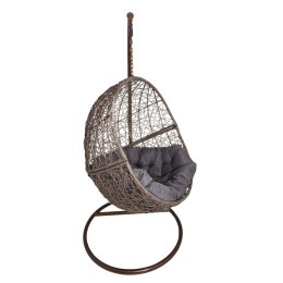 Fotel Wiszący kokon Huśtawka kolor brązowy (szara poduszka)