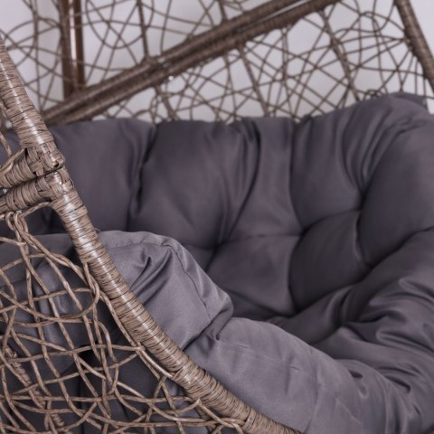 Fotel Wiszący kokon Huśtawka kolor brązowy (szara poduszka)