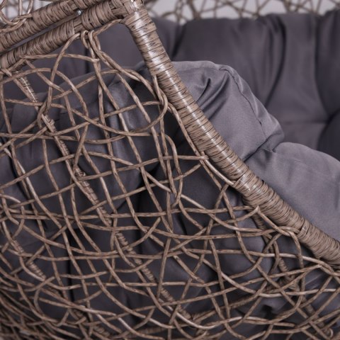 Fotel Wiszący kokon Huśtawka kolor brązowy (szara poduszka)