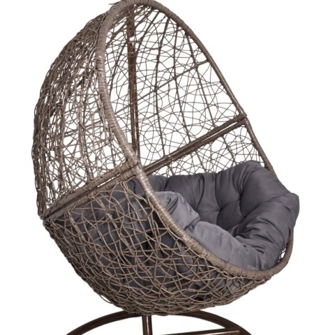 Fotel Wiszący kokon Huśtawka kolor brązowy (szara poduszka)