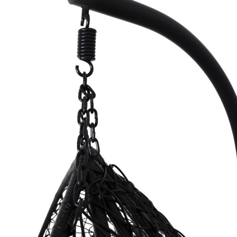 Fotel wiszący dwuosobowy - kokon dwuosobowy czarny (Beżowa Poduszka)