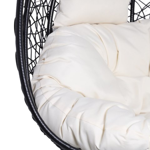 Fotel wiszący dwuosobowy - kokon dwuosobowy czarny (Beżowa Poduszka)