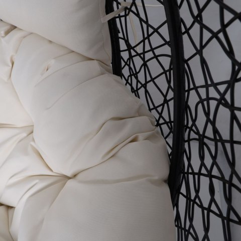 Fotel wiszący dwuosobowy - kokon dwuosobowy czarny (Beżowa Poduszka)