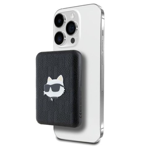 Karl Lagerfeld Choupette Head Pin MagSafe - Power Bank indukcyjny 5000 mAh 15W (czarny)