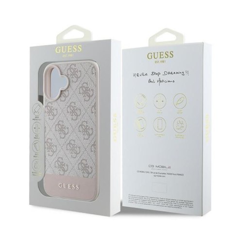 Guess 4G Bottom Stripe - Etui iPhone 16 Plus (różowy)