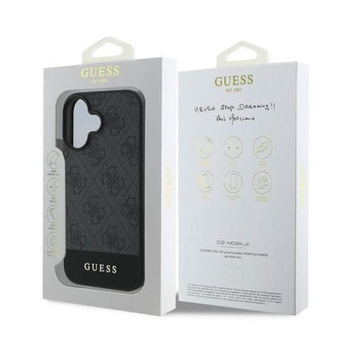 Guess 4G Bottom Stripe - Etui iPhone 16 Plus (szary)