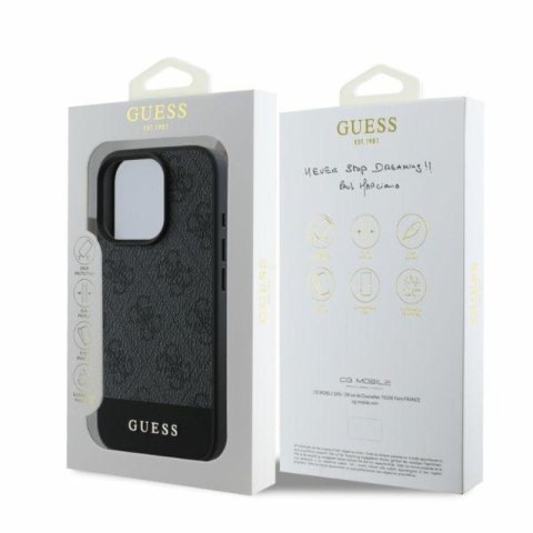 Guess 4G Bottom Stripe - Etui iPhone 16 Pro Max (szary)