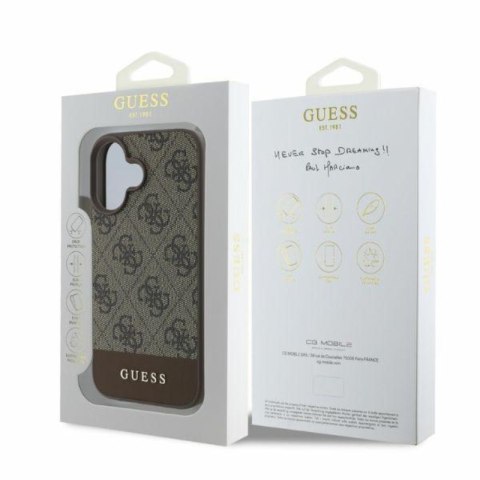 Guess 4G Bottom Stripe - Etui iPhone 16 (brązowy)