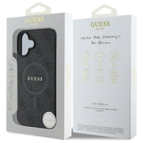Guess 4G Ring Classic Logo MagSafe - Etui iPhone 16 (czarny)