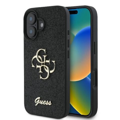 Guess Fixed Glitter Big 4G - Etui iPhone 16 Plus (czarny)