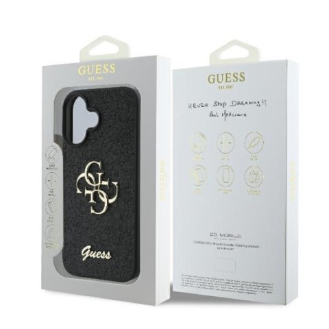 Guess Fixed Glitter Big 4G - Etui iPhone 16 Plus (czarny)