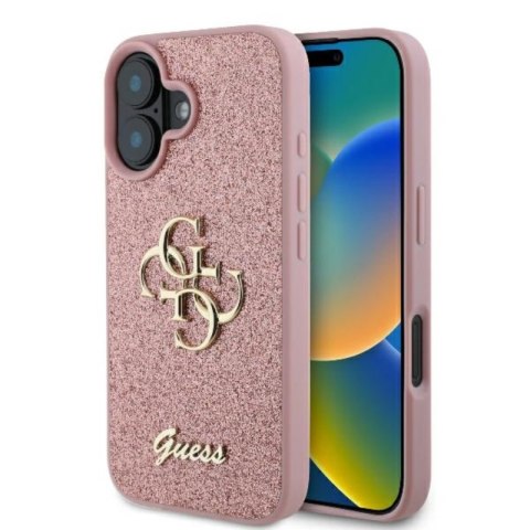 Guess Fixed Glitter Big 4G - Etui iPhone 16 Plus (różówy)