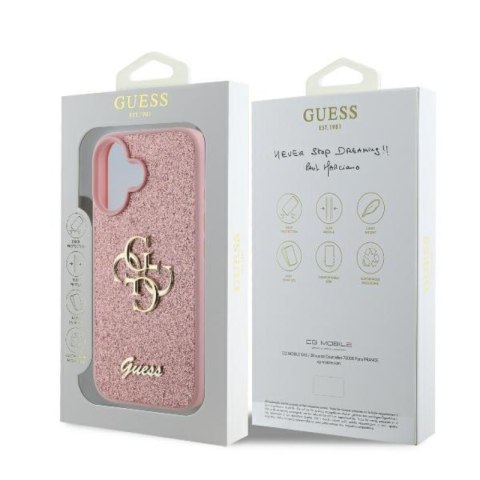 Guess Fixed Glitter Big 4G - Etui iPhone 16 Plus (różówy)