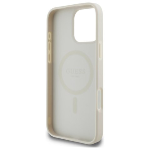 Guess Grained Ring MagSafe - Etui iPhone 16 Pro Max (beżowy)