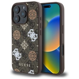 Guess Peony On 4G Background MagSafe - Etui iPhone 16 Pro Max (brązowy)