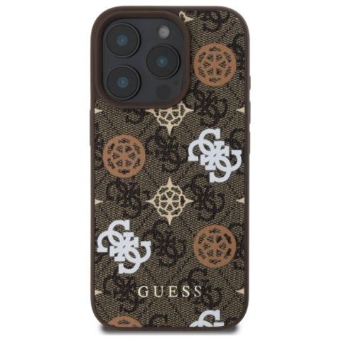 Guess Peony On 4G Background MagSafe - Etui iPhone 16 Pro Max (brązowy)