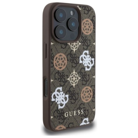 Guess Peony On 4G Background MagSafe - Etui iPhone 16 Pro Max (brązowy)