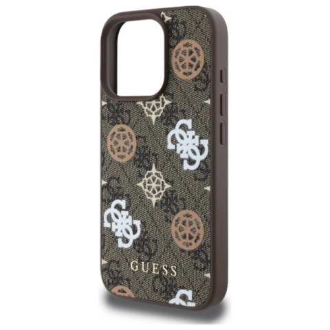 Guess Peony On 4G Background MagSafe - Etui iPhone 16 Pro Max (brązowy)