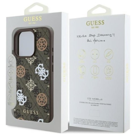 Guess Peony On 4G Background MagSafe - Etui iPhone 16 Pro Max (brązowy)