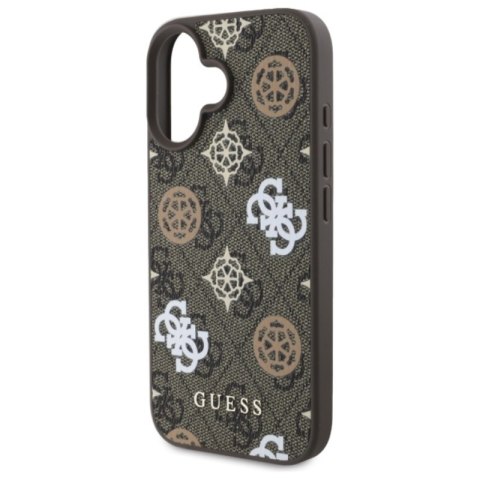 Guess Peony On 4G Background MagSafe - Etui iPhone 16 (brązowy)