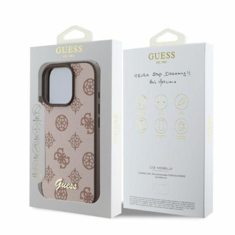 Guess Peony Script MagSafe - Etui iPhone 16 Pro (brązowy)