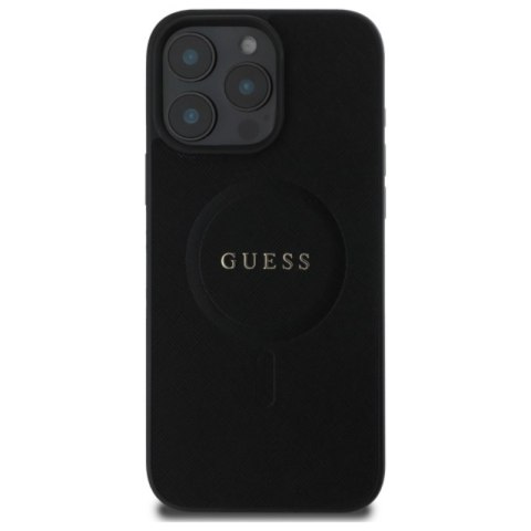 Guess Saffiano Classic Logo MagSafe - Etui iPhone 16 Pro Max (czarny)