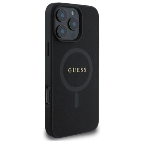 Guess Saffiano Classic Logo MagSafe - Etui iPhone 16 Pro Max (czarny)