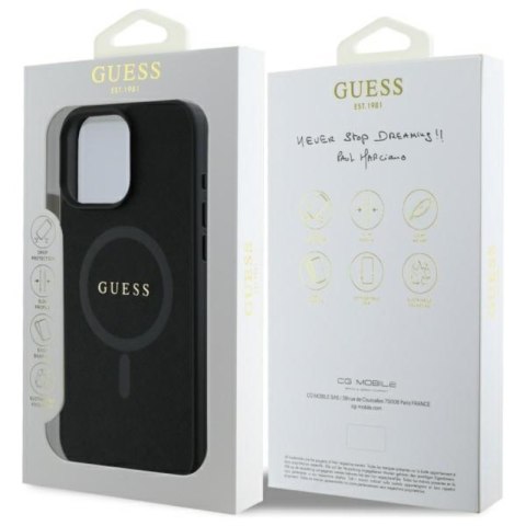 Guess Saffiano Classic Logo MagSafe - Etui iPhone 16 Pro Max (czarny)