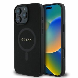 Guess Saffiano Classic Logo MagSafe - Etui iPhone 16 Pro (czarny)