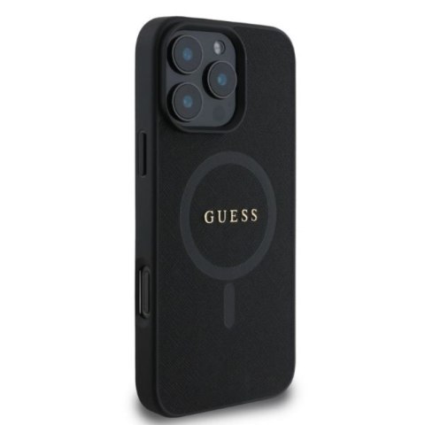 Guess Saffiano Classic Logo MagSafe - Etui iPhone 16 Pro (czarny)