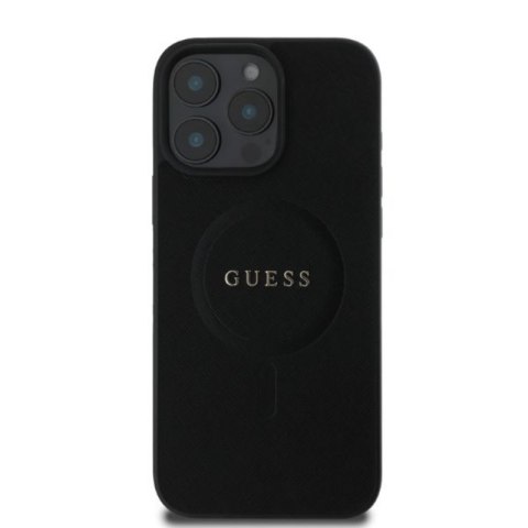 Guess Saffiano Classic Logo MagSafe - Etui iPhone 16 Pro (czarny)
