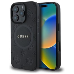 Guess Saffiano Peony Classic Logo MagSafe - Etui iPhone 16 Pro Max (czarny)